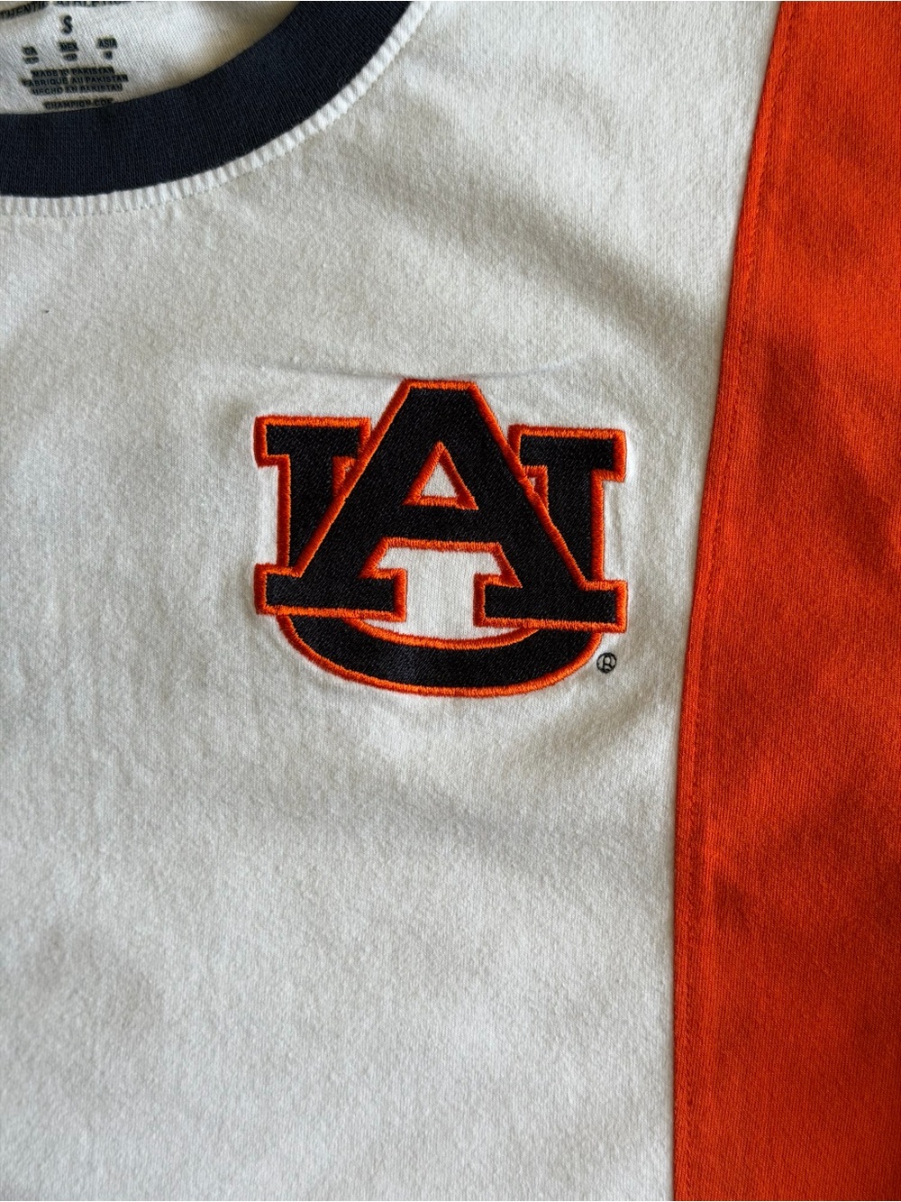Champion Women’s Colorblock Crop Top in Orange, Navy & White Size S - Picture 3 of 7